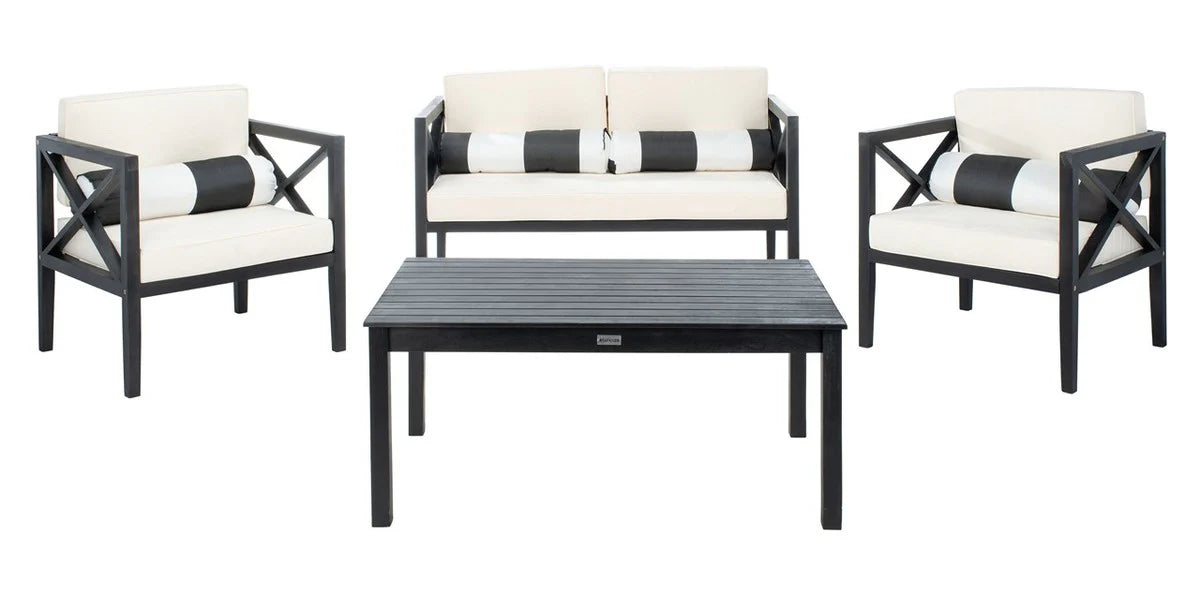 Nunzio 4-Piece Outdoor Set with Accent Pillows - Stylish and Comfortable Seating for Relaxed Outdoor Living