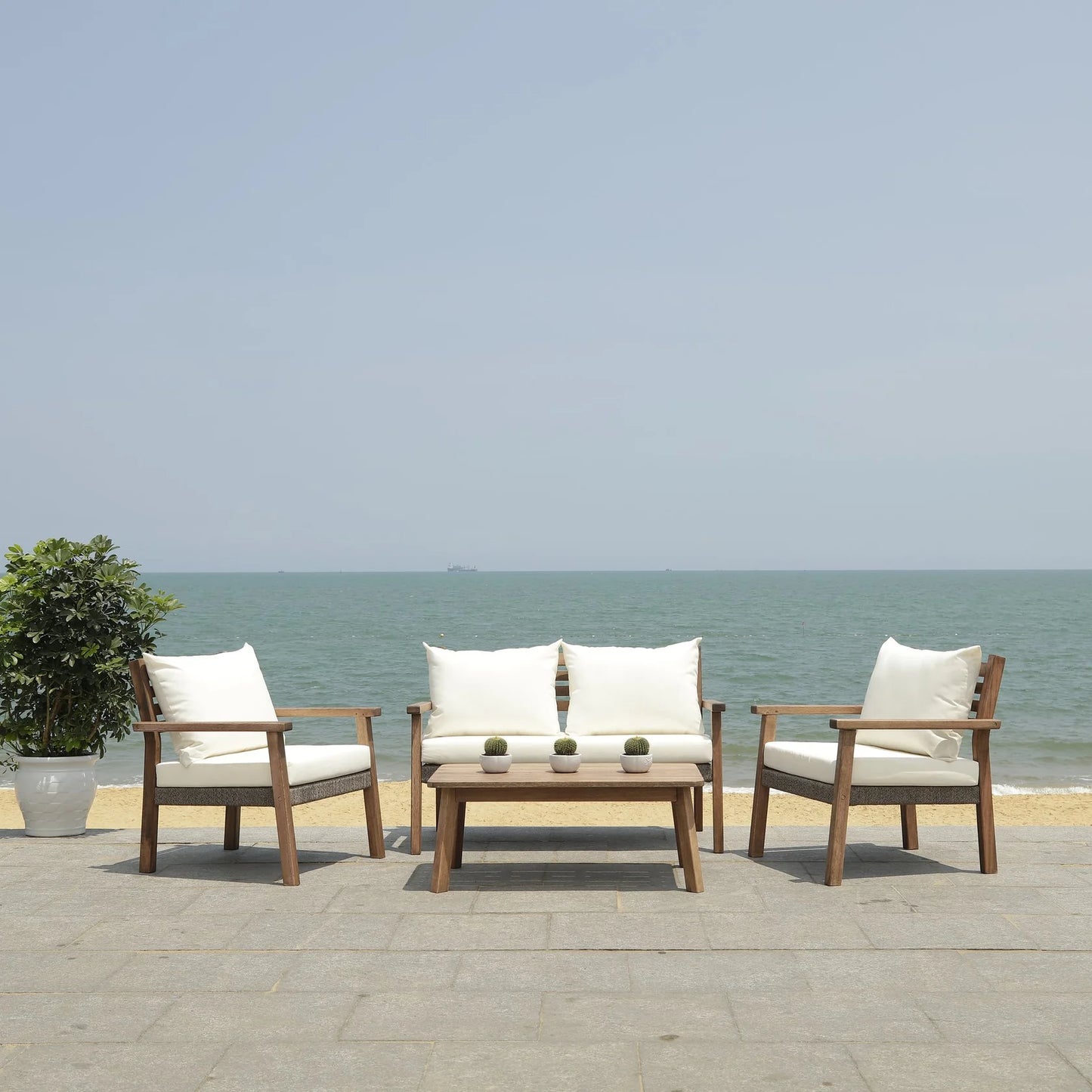 Reid 4-Piece Outdoor Living Set - Stylish and Comfortable Patio Furniture for Relaxed Outdoor Gatherings