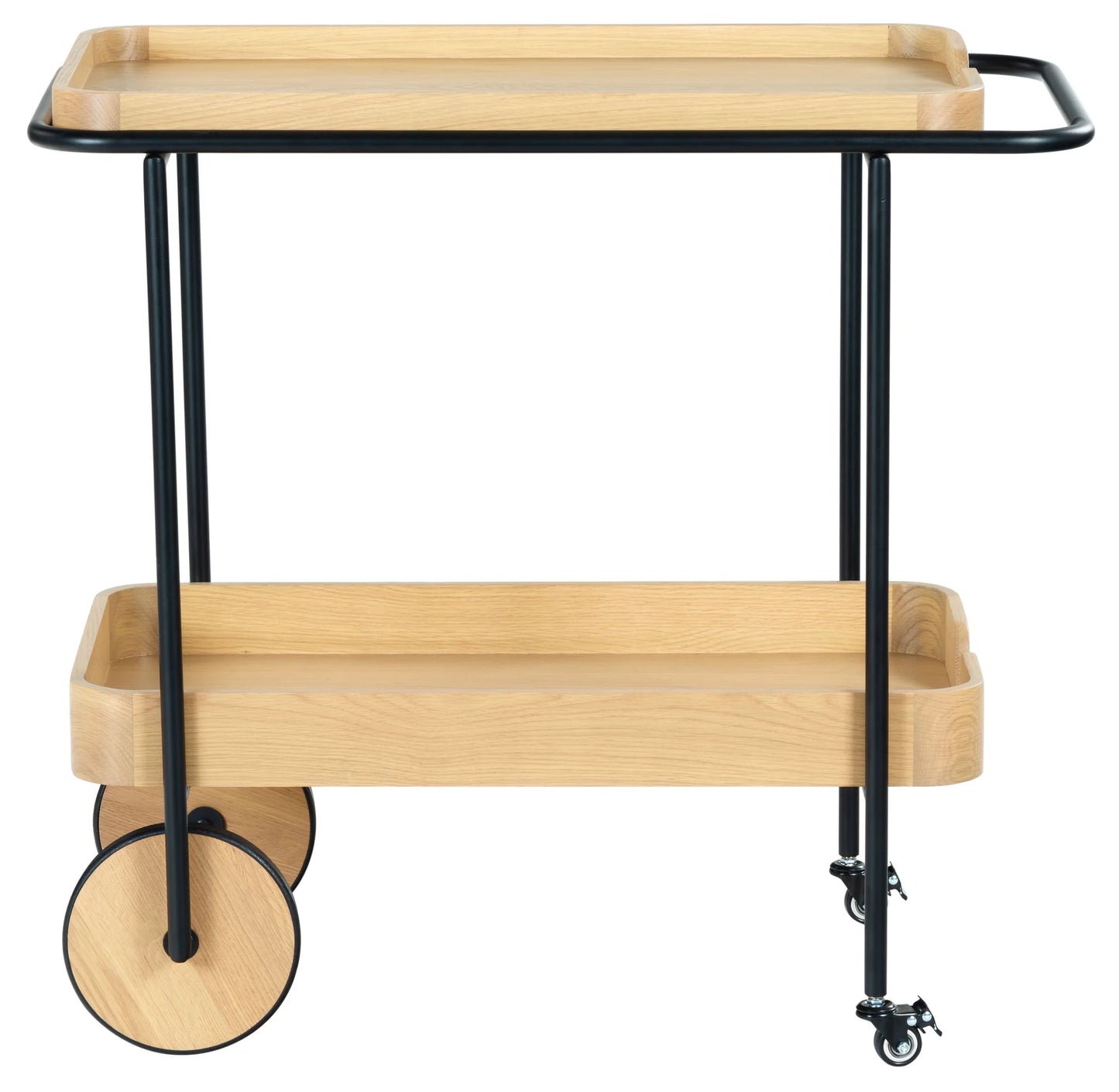 Malek Wood and Metal 2-Shelf Bar Cart - Stylish and Functional Mobile Storage for Your Entertaining Needs