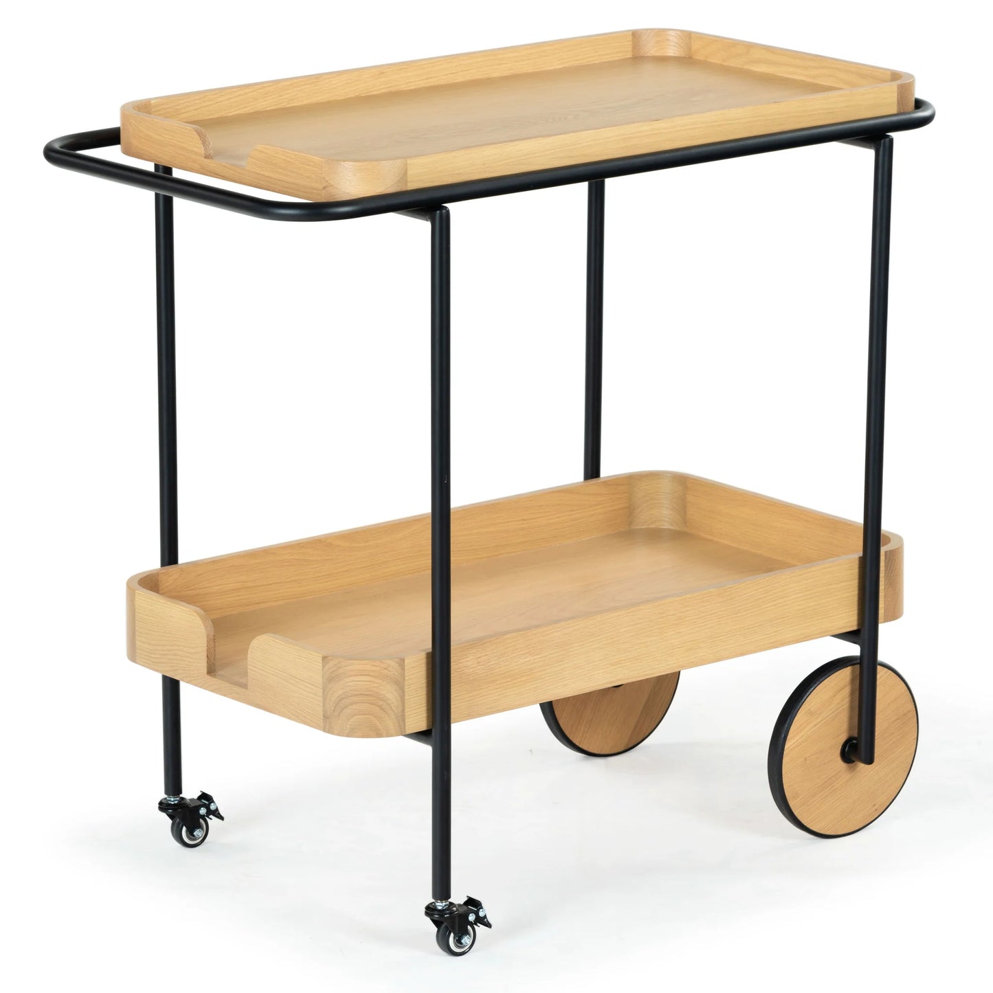 Malek Wood and Metal 2-Shelf Bar Cart - Stylish and Functional Mobile Storage for Your Entertaining Needs