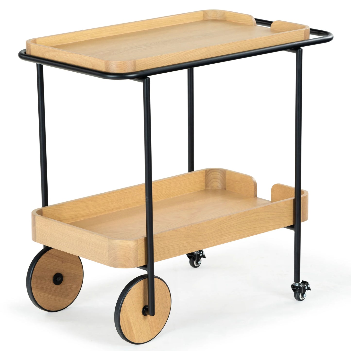 Malek Wood and Metal 2-Shelf Bar Cart - Stylish and Functional Mobile Storage for Your Entertaining Needs