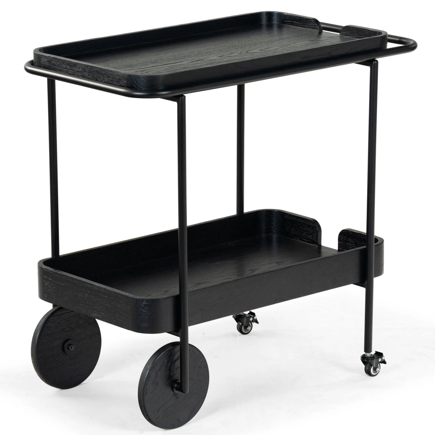 Malek Wood and Metal 2-Shelf Bar Cart - Stylish and Functional Mobile Storage for Your Entertaining Needs