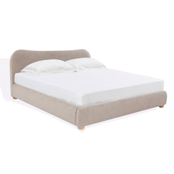 Beccarose Boucle Queen Bed β Modern Upholstered Platform in Cozy Textured Fabric