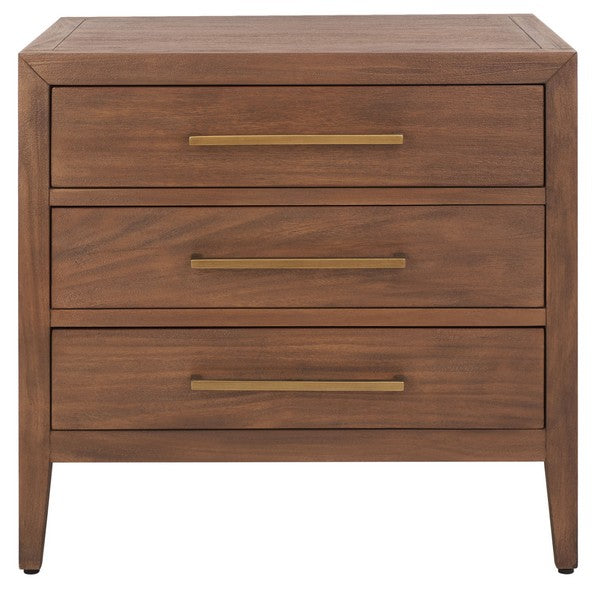 Ariella 3-Drawer Wood Nightstand – Stylish Wooden Bedside Table with Ample Storage