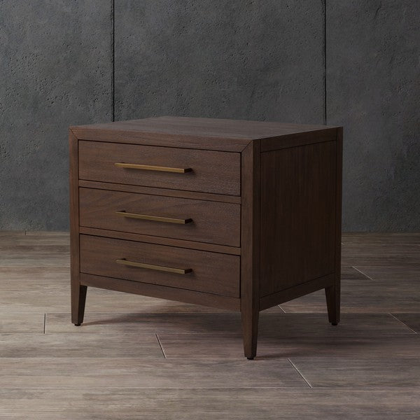 Ariella 3-Drawer Wood Nightstand – Stylish Wooden Bedside Table with Ample Storage