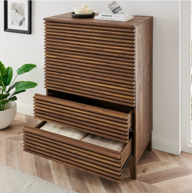 Render Mid-Century 5-Drawer Dresser Chest for Elegant Bedroom Storage and Organization Solutions DISC