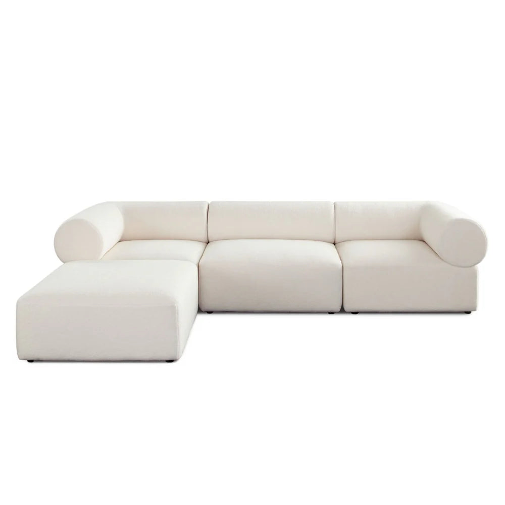 Zia 4PC Modular Reversible Chaise Sectional in Cozy Ivory Sherpa