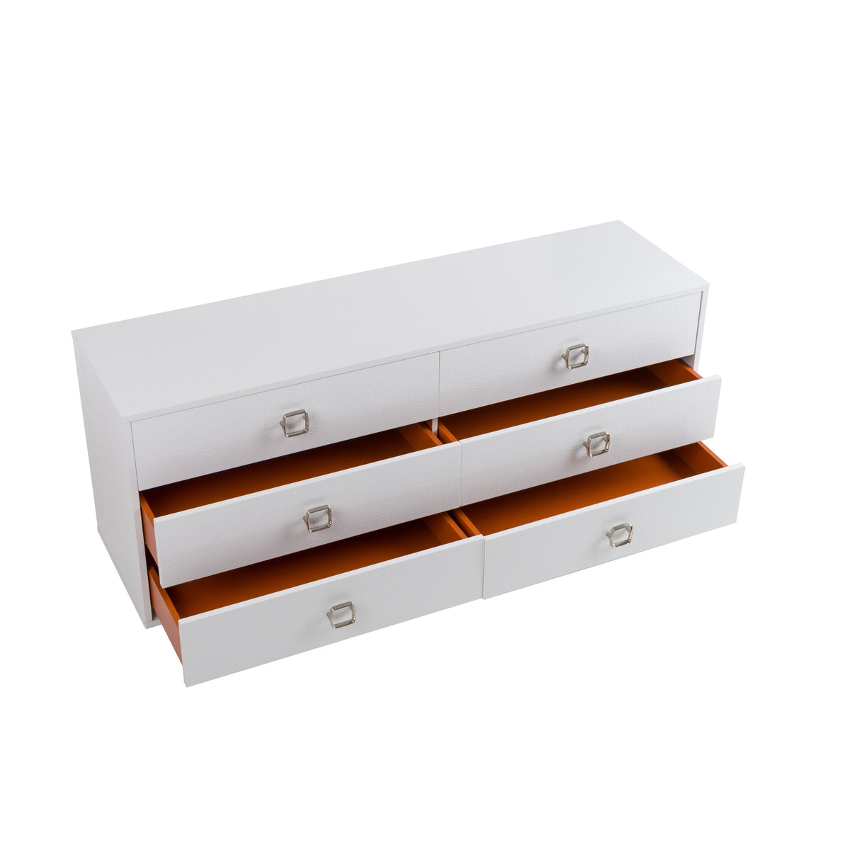 Victoria White Crocodile Six-Drawer Dresser