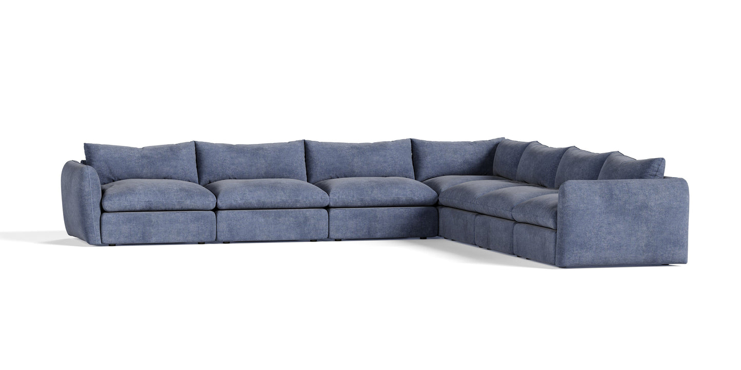 Kinsey Blue Fabric Modular Sectional Sofa