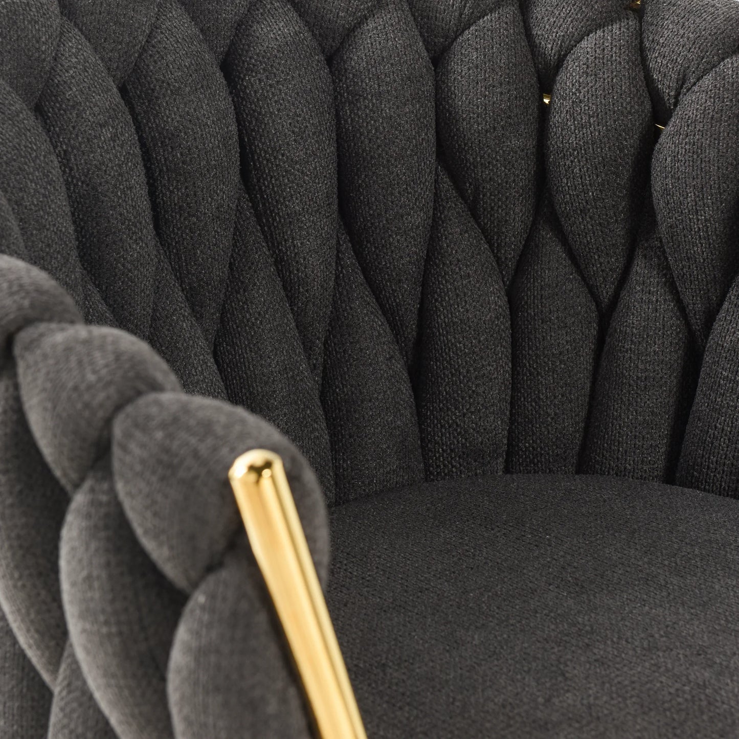 Austin Allen James Fabric Woven Chair with Polished Gold Legs Stylish and Contemporary Seating Solution