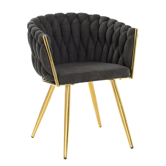 Austin Allen James Woven Chair β Fabric Upholstery with Polished Gold Legs