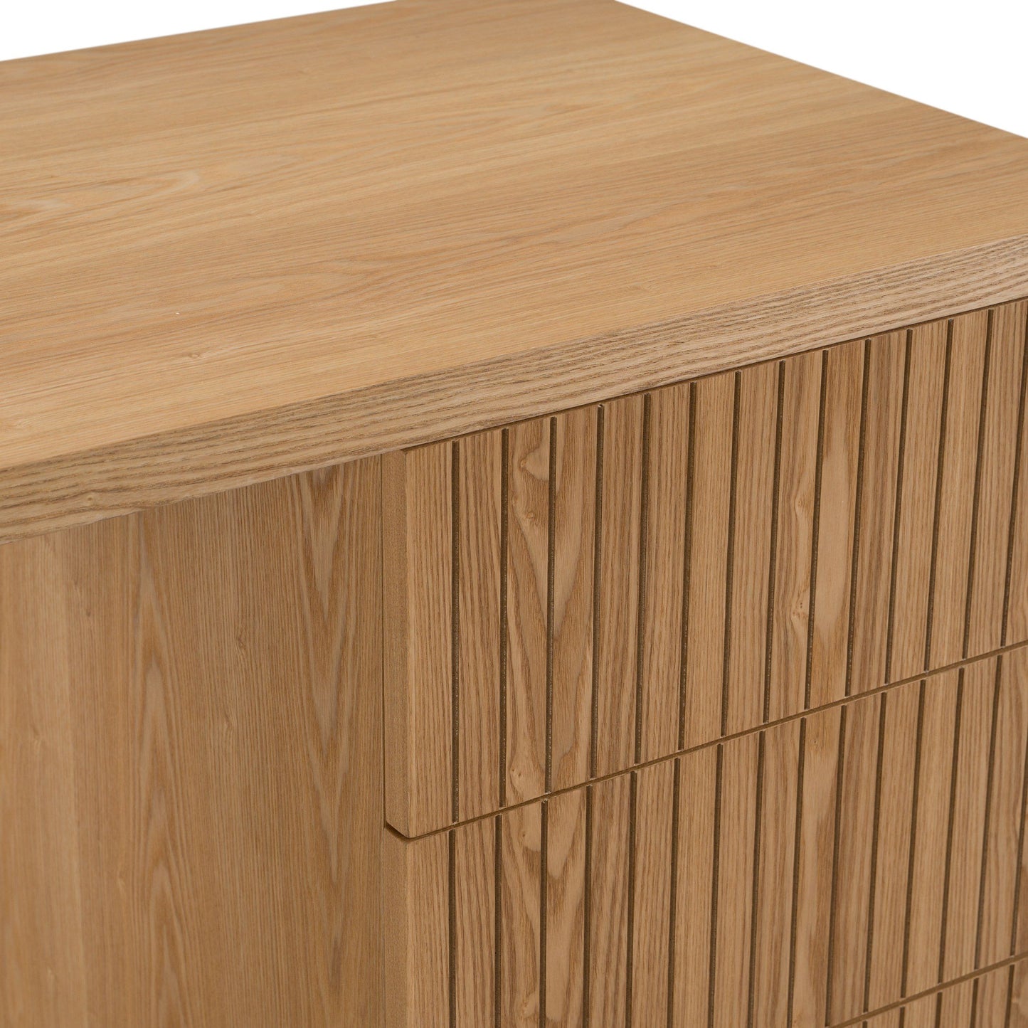 Albrite Modern Natural Ash Veneer Writing Desk with Cabinet and Drawers β 70"