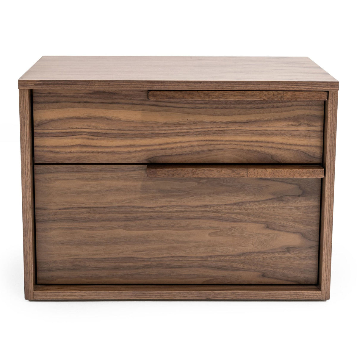 Amberlie Walnut Two-Drawer Nightstand