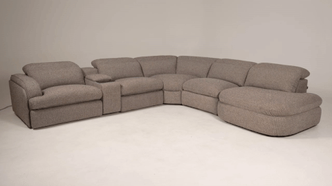 Ambler Modern Brown Fabric Sectional Sofa 2 Power Recliners Left Facing Chaise