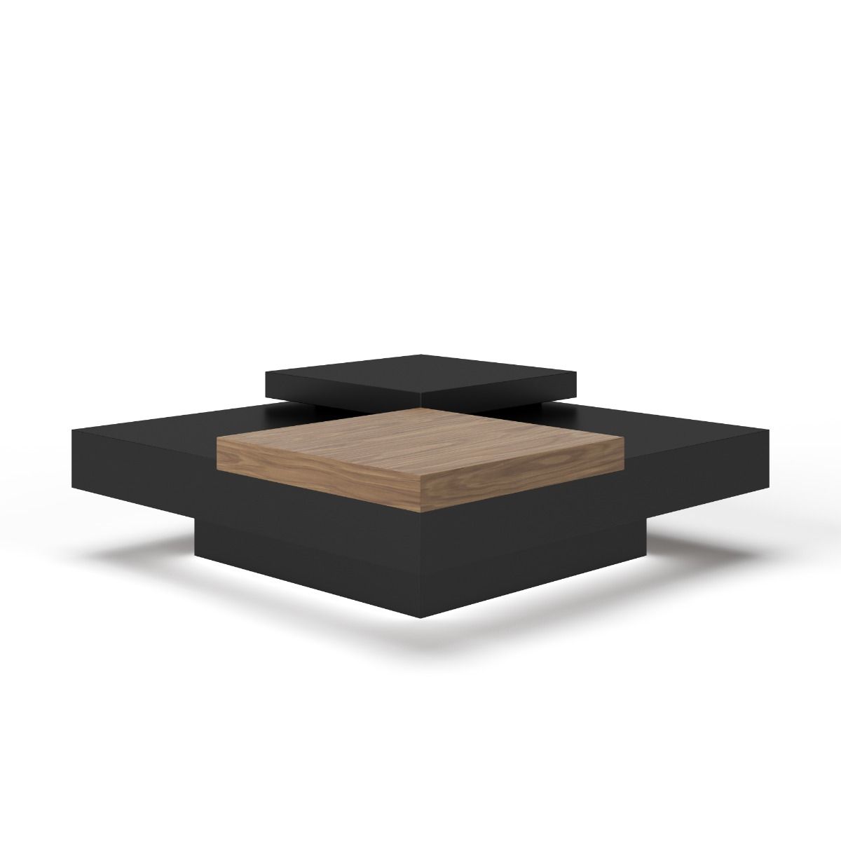 Modrest Ambry Modern Walnut and Flat Black Coffee Table β Sleek Contemporary Living Room Accent