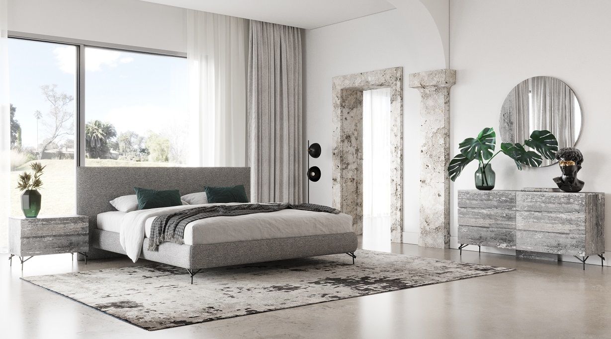 Contemporary Multi Grey Bedroom Set β Aria Italian 4-Piece Suite