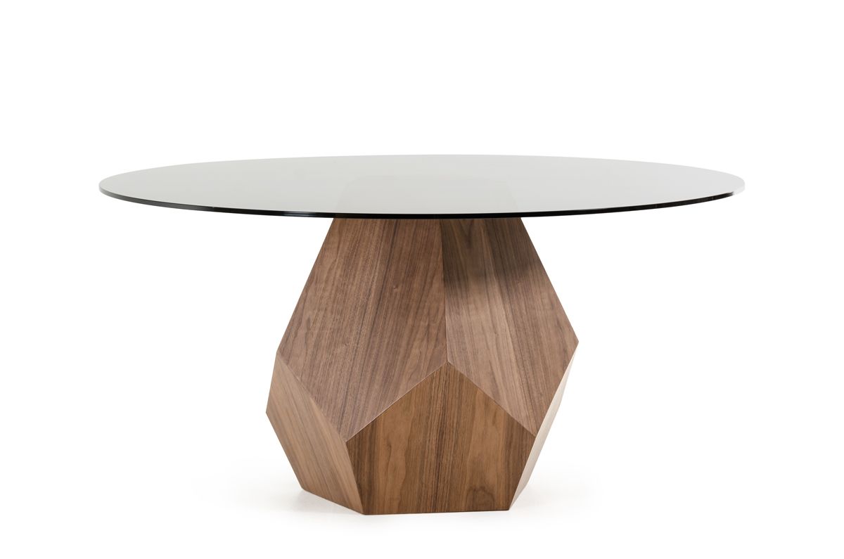 Modrest Rackham Modern Walnut Round Dining Table β Sleek Contemporary Centerpiece - Stylish Design Furniture