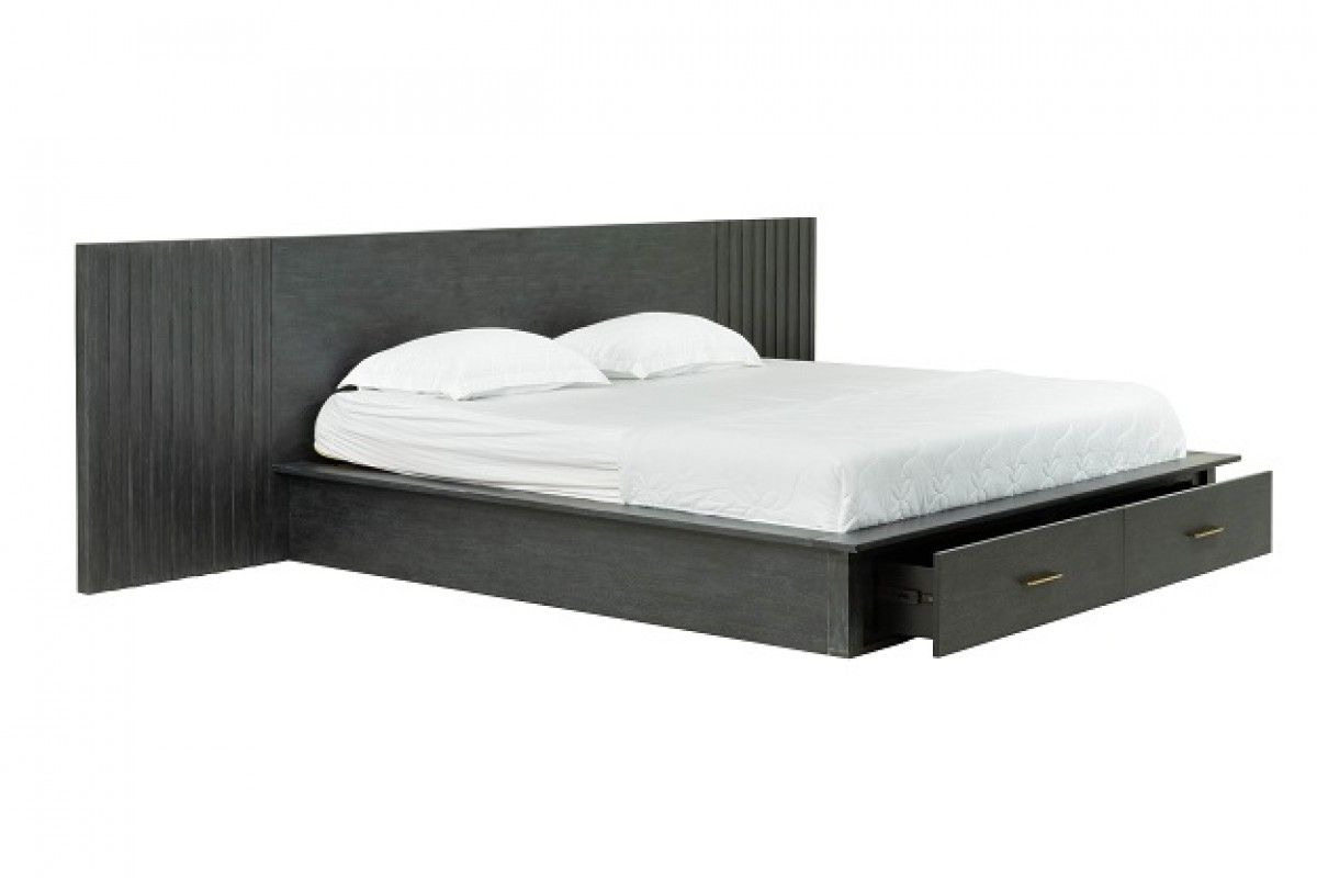 Modrest Manchester Contemporary Dark Grey Platform Bed with Drawers β Stylish Storage Solution