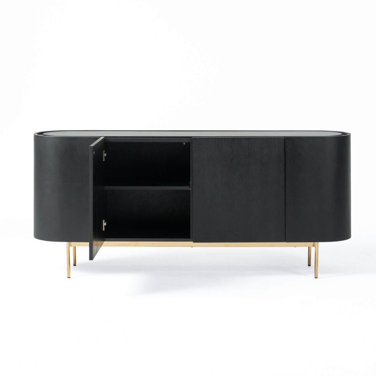 Modrest Bowie - Mid-Century Modern Black Oak + Brass Buffet
