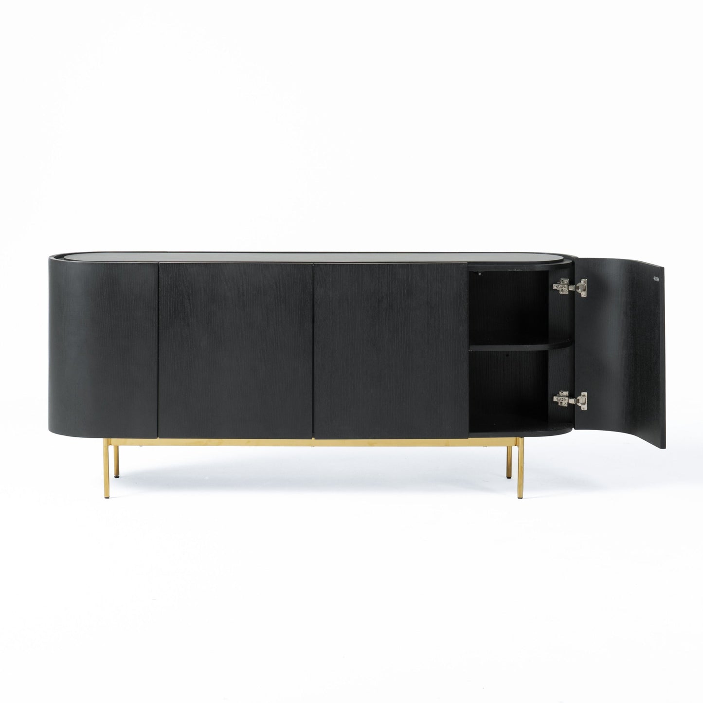 Modrest Bowie - Mid-Century Modern Black Oak + Brass Buffet