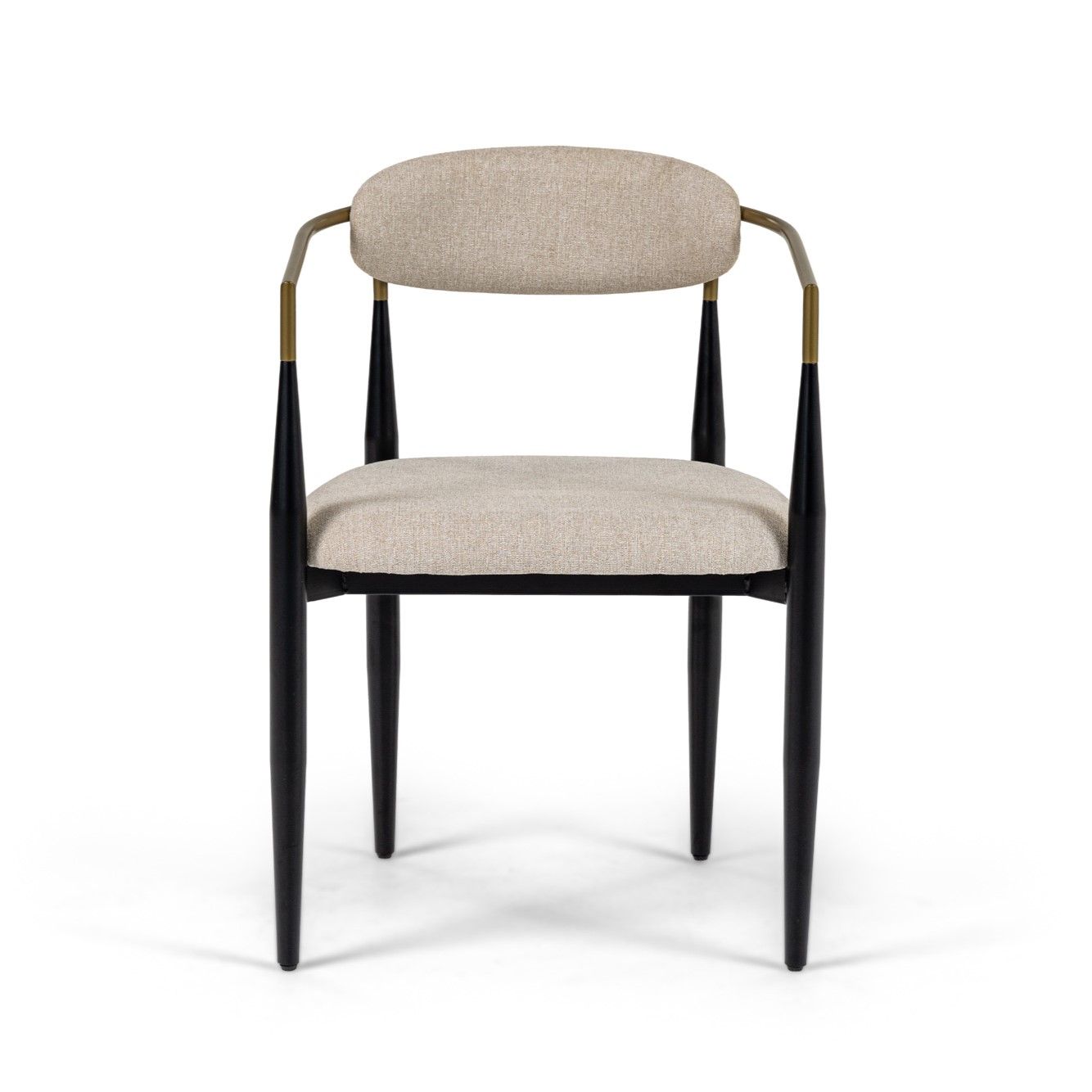 Modrest Buchtel Mid-Century Modern Beige Gold Arm Black Dining Chair A Chic Fusion of Retro Charm and Contemporary Elegance for Stylish Dining Spaces