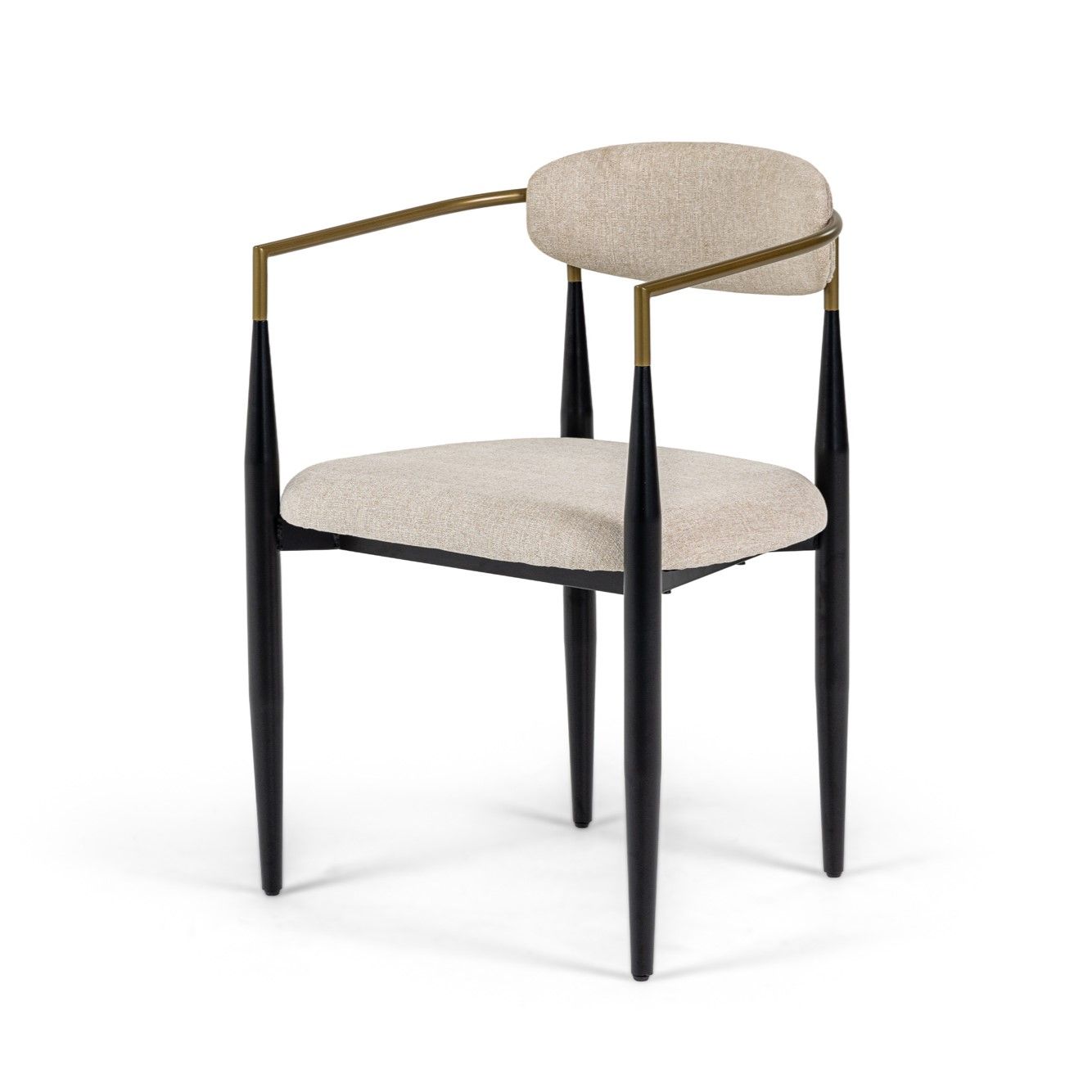 Modrest Buchtel Mid-Century Modern Beige Gold Arm Black Dining Chair A Chic Fusion of Retro Charm and Contemporary Elegance for Stylish Dining Spaces