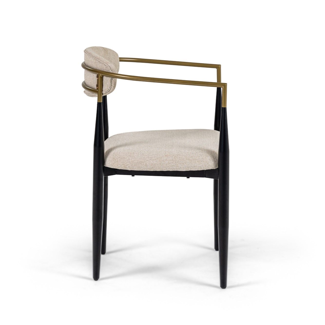 Modrest Buchtel Mid-Century Modern Beige Gold Arm Black Dining Chair A Chic Fusion of Retro Charm and Contemporary Elegance for Stylish Dining Spaces