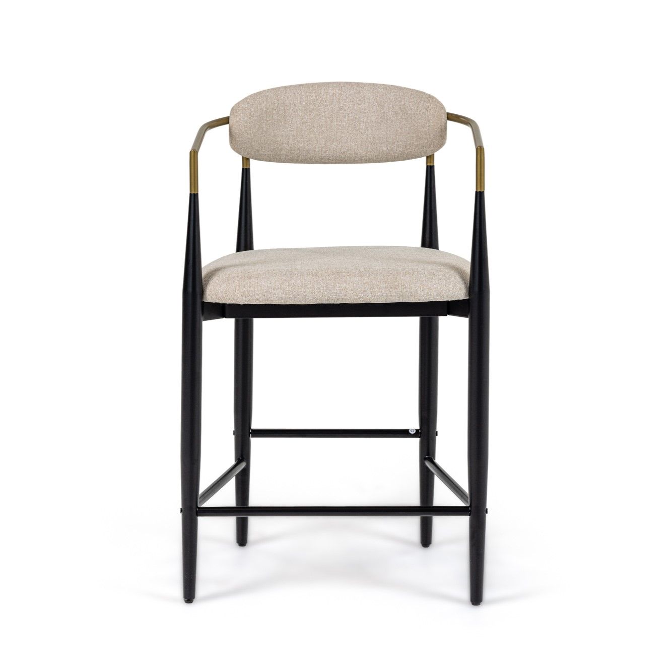 Modrest Buchtel Mid-Century Modern Beige Gold Arm Black Counter Chair A Chic Fusion of Retro Charm and Contemporary Elegance for Stylish Dining Spaces