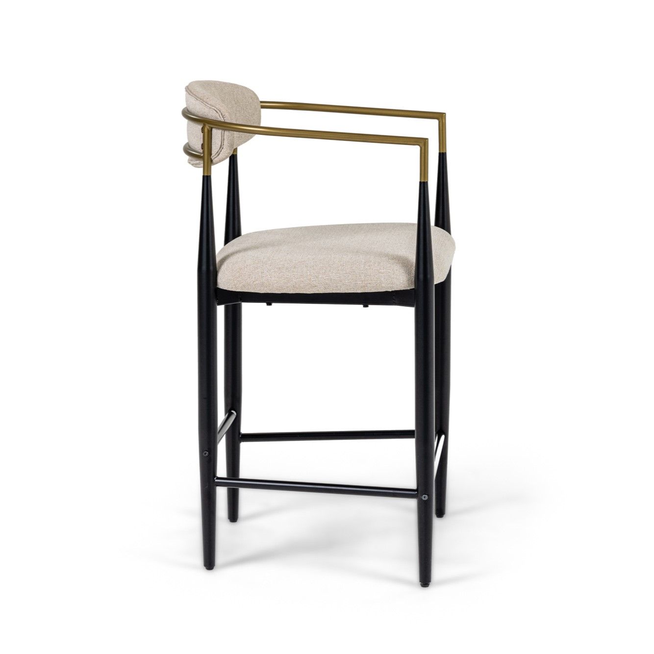 Modrest Buchtel Mid-Century Modern Beige Gold Arm Black Counter Chair A Chic Fusion of Retro Charm and Contemporary Elegance for Stylish Dining Spaces
