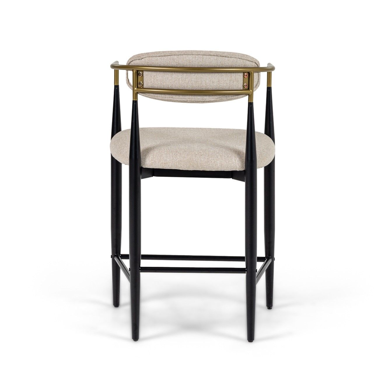 Modrest Buchtel Mid-Century Modern Beige Gold Arm Black Counter Chair A Chic Fusion of Retro Charm and Contemporary Elegance for Stylish Dining Spaces