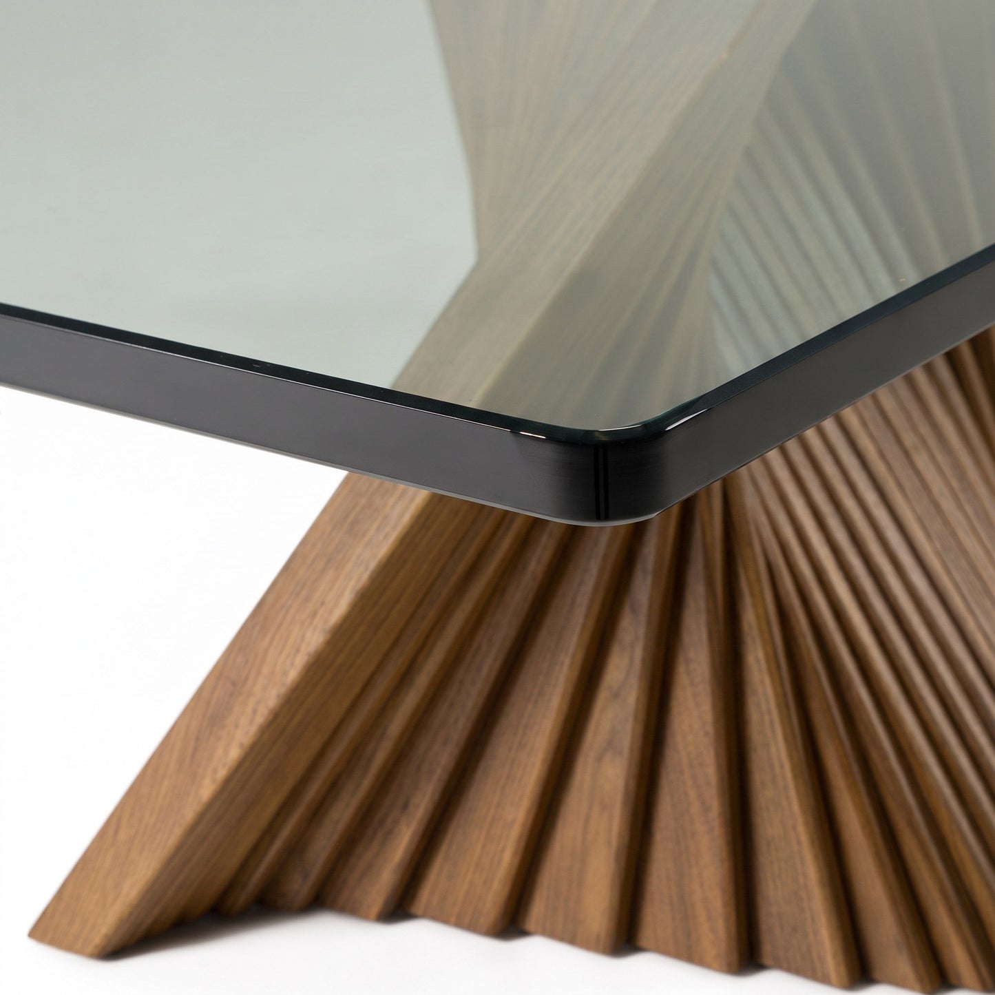 Byer Modern Glass and Walnut Dining Table