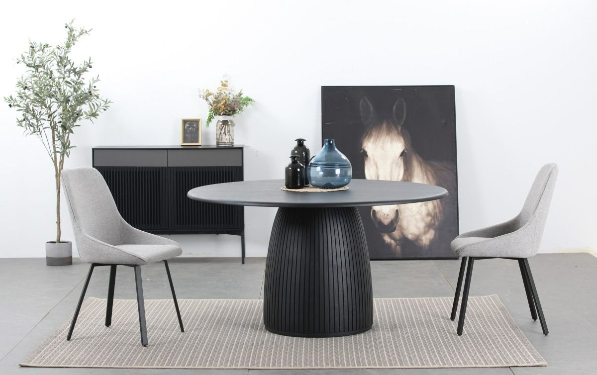 Modrest - Lander Modern Mid Century Black Oak Round Dining Table