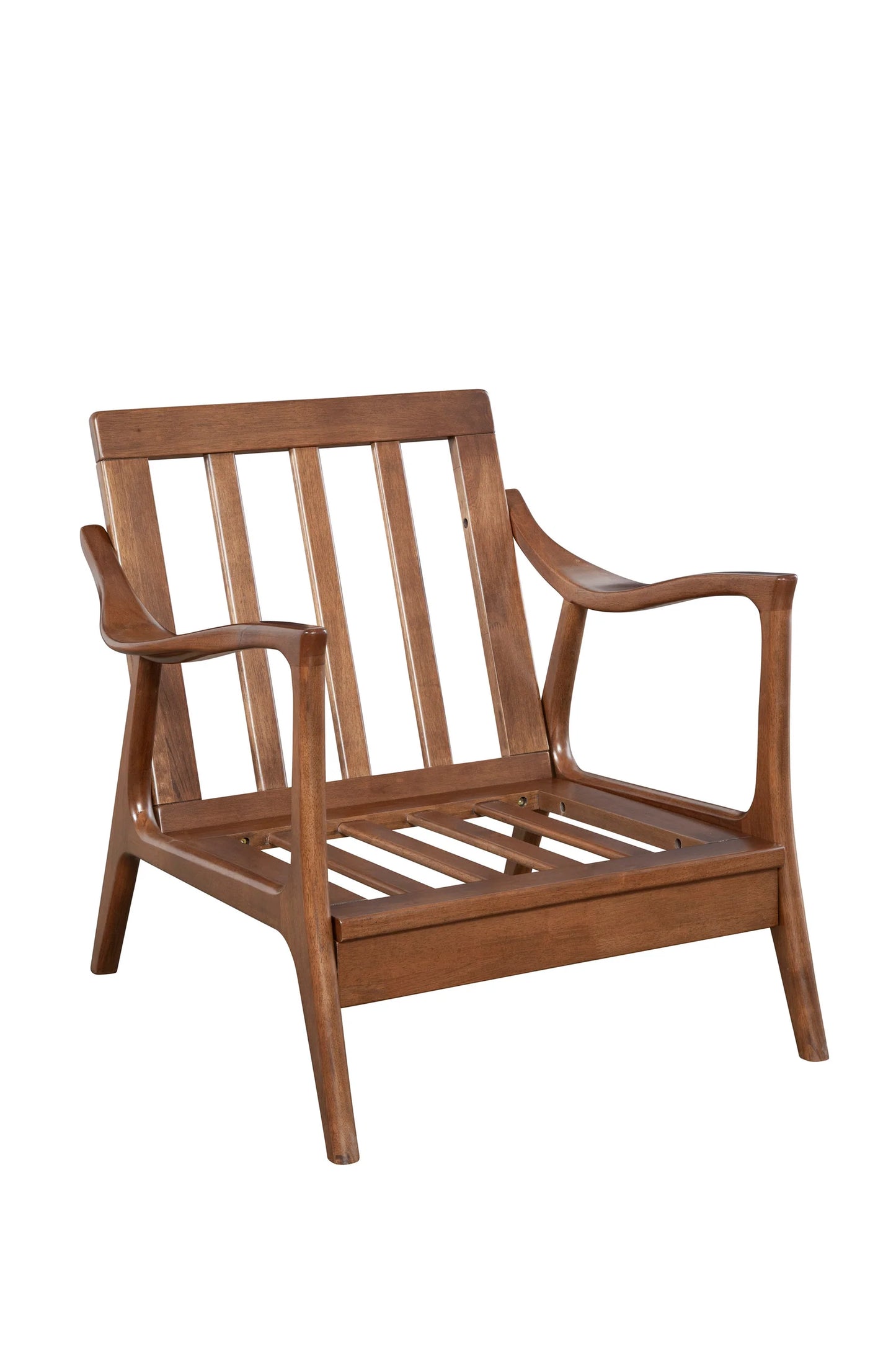 Zephyr Slate Lounge Chair – Stylish Light Gray Cushions with Removable Comfort, Featuring a Medium Brown Frame for a Modern Touch