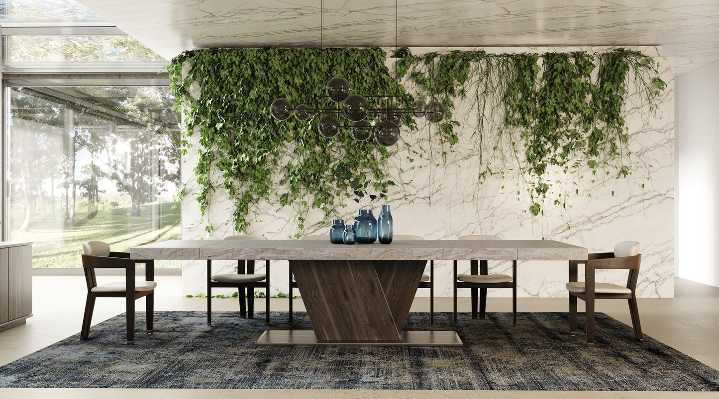 Nova Domus Cairo - Italian Modern Faux Marble & Pecan Elm Extendable Dining Table
