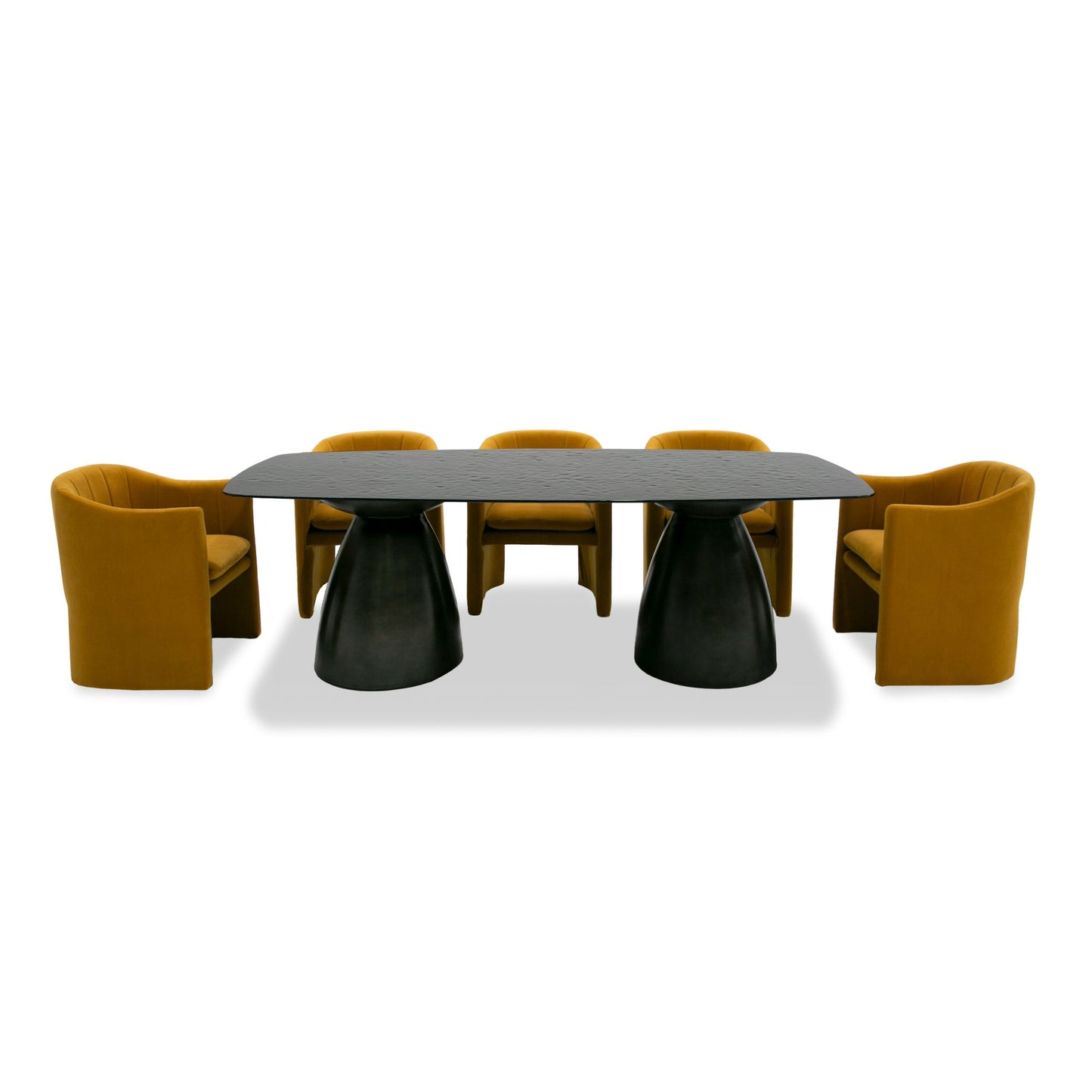 Modrest Calexico Contemporary Black Wave Glass Wide Rectangular Dining Table for Modern Dining Rooms