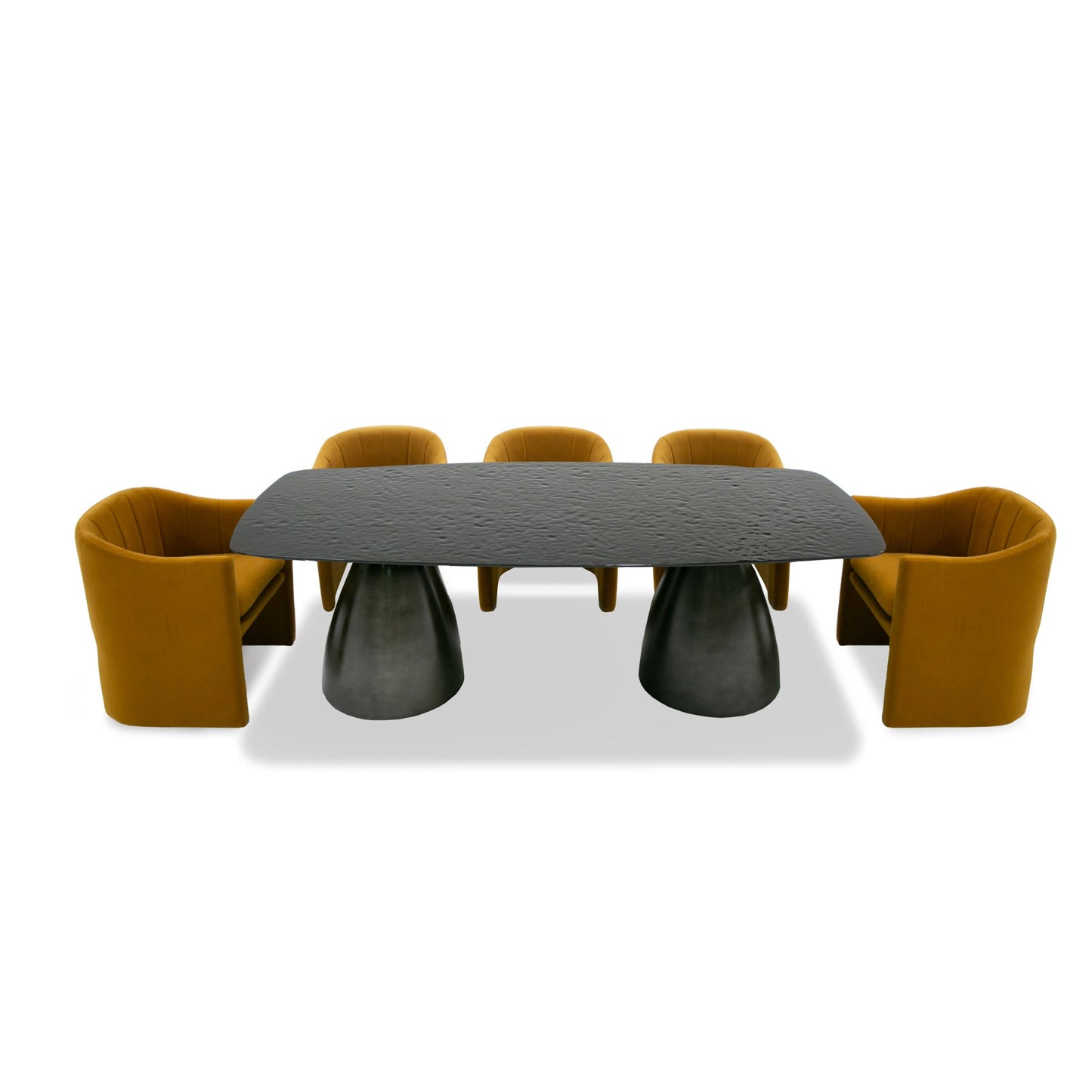Modrest Calexico Contemporary Black Wave Glass Wide Rectangular Dining Table for Modern Dining Rooms