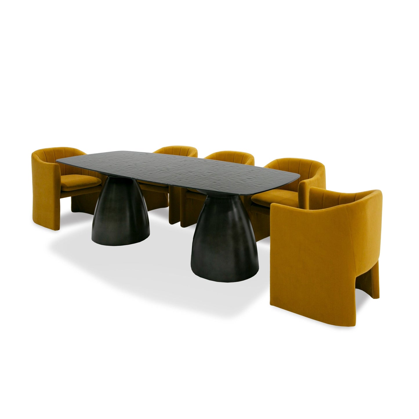 Modrest Calexico Contemporary Black Wave Glass Wide Rectangular Dining Table for Modern Dining Rooms