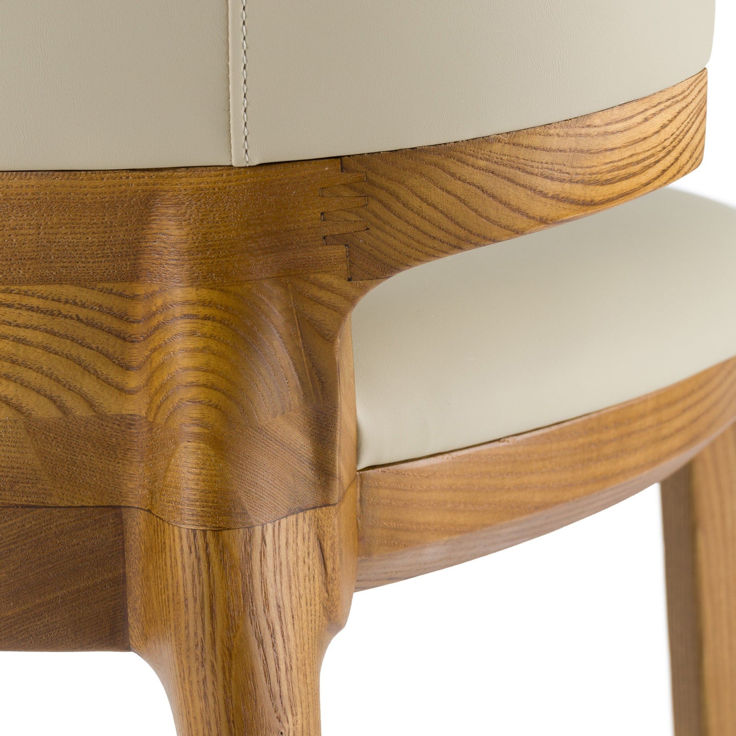 Modrest Calvary Mid-Century Modern Beige Vegan Leather Walnut Counter Chair Timeless Mid-Century Design with Sophisticated Elegance for Stylish Counter Spaces