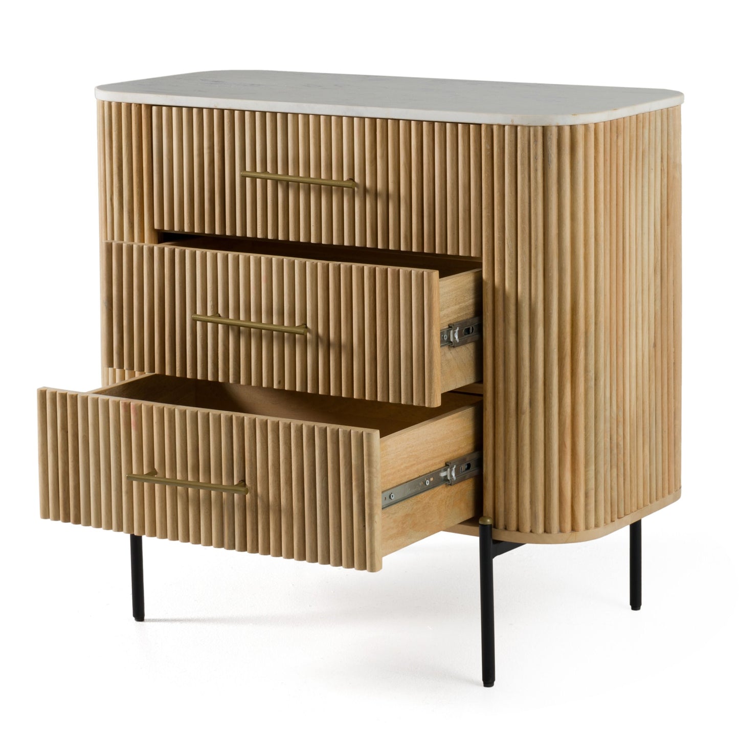 Modrest Cambridge White Marble Mango 3 Drawer Dresser A Stunning Fusion of Natural Elegance and Contemporary Design for Sophisticated Living Spaces