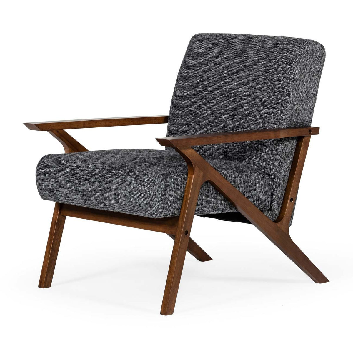Candea Walnut Grey Fabric Accent Chair