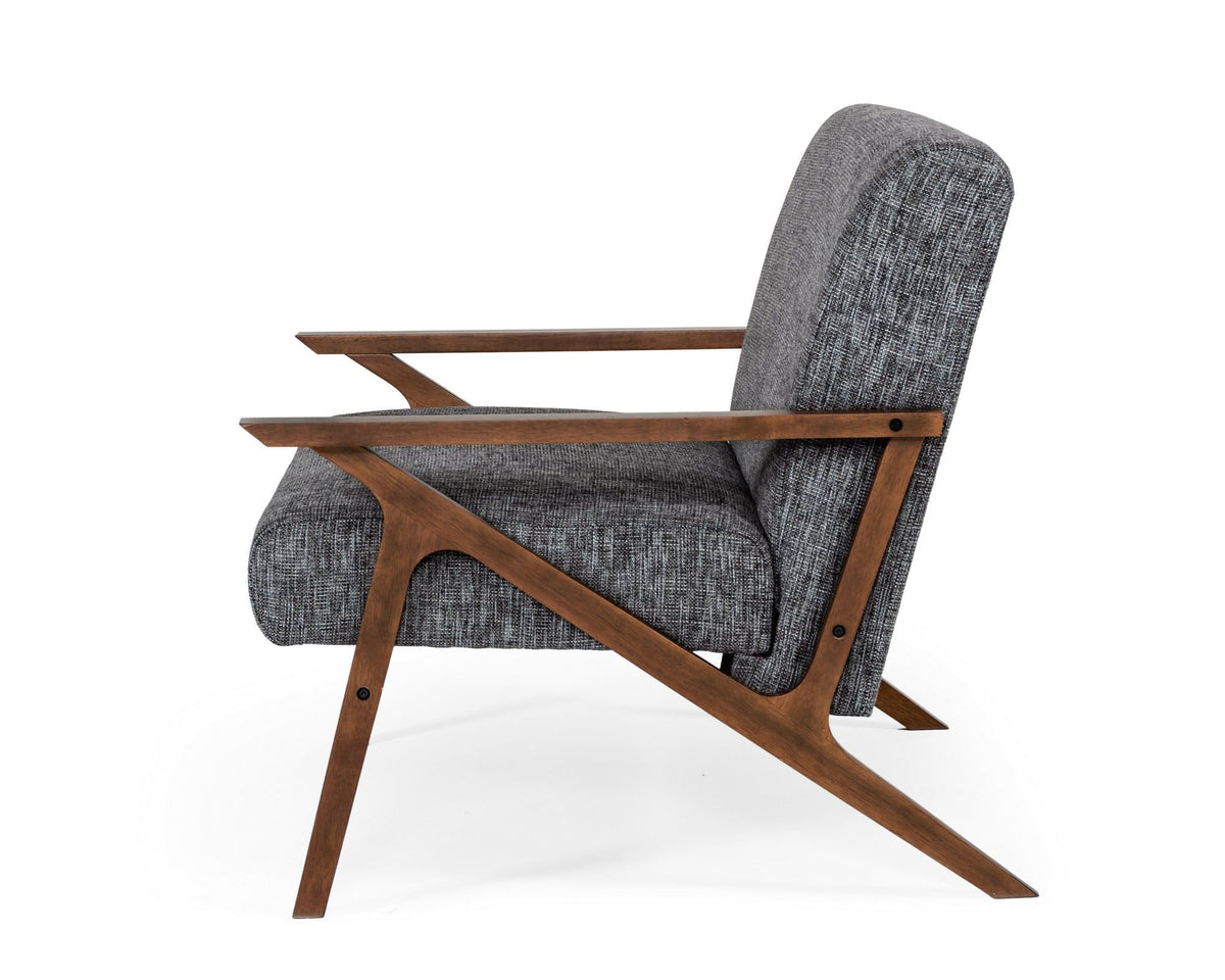 Candea Walnut Grey Fabric Accent Chair