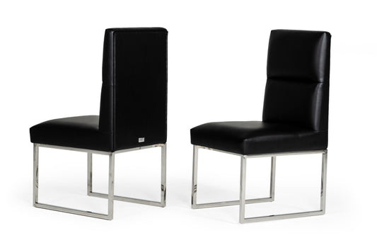 A&X Carla Modern Black Leatherette Dining Chair (Set of 2) - Stylish Design Furniture