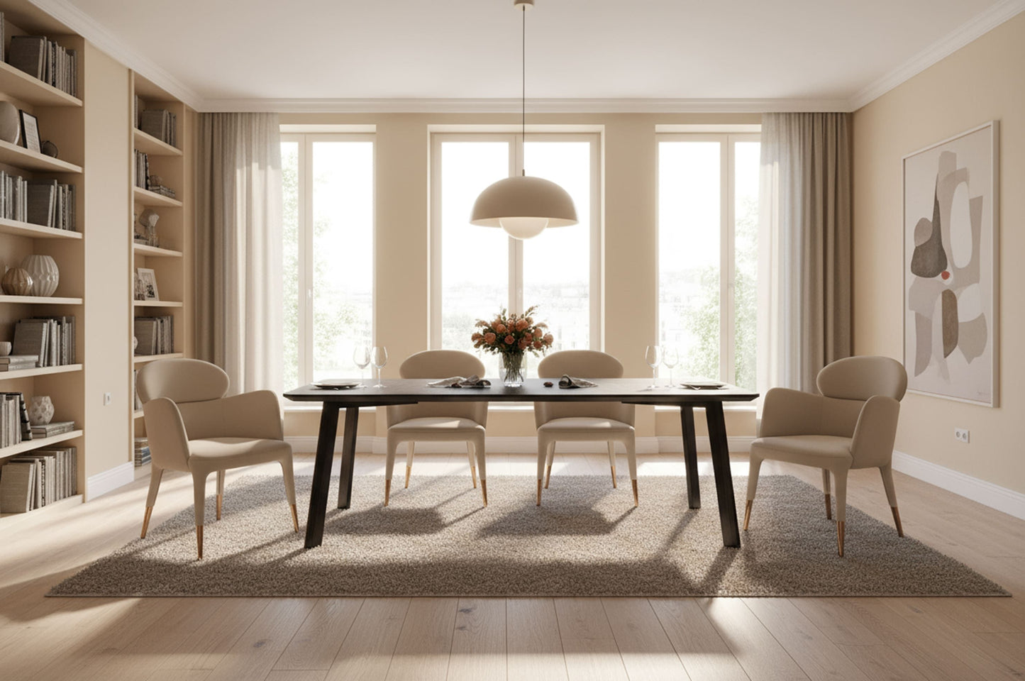 Chadwick Ebony and Rose Gold Dining Table
