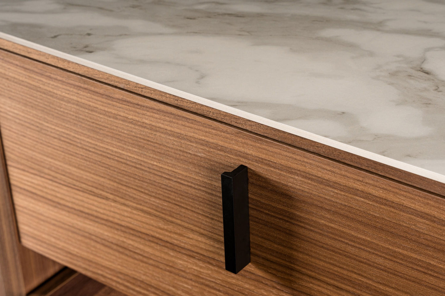 Modrest Chelton- Contemporary Walnut and White Ceramic Chest