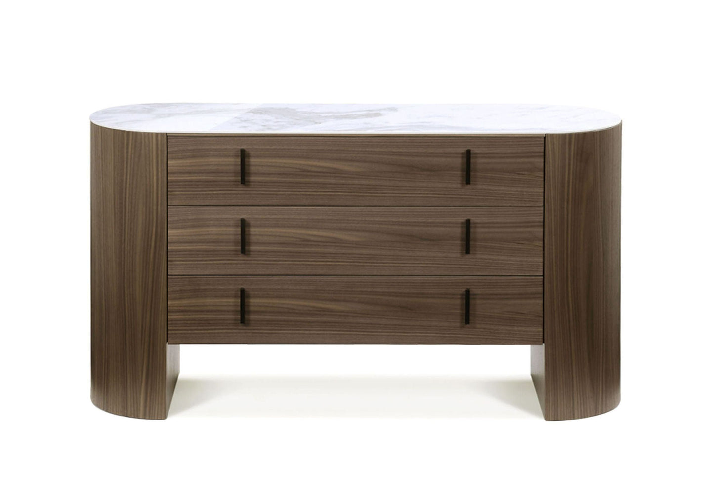 Modrest Chelton - Contemporary White Ceramic & Walnut Dresser