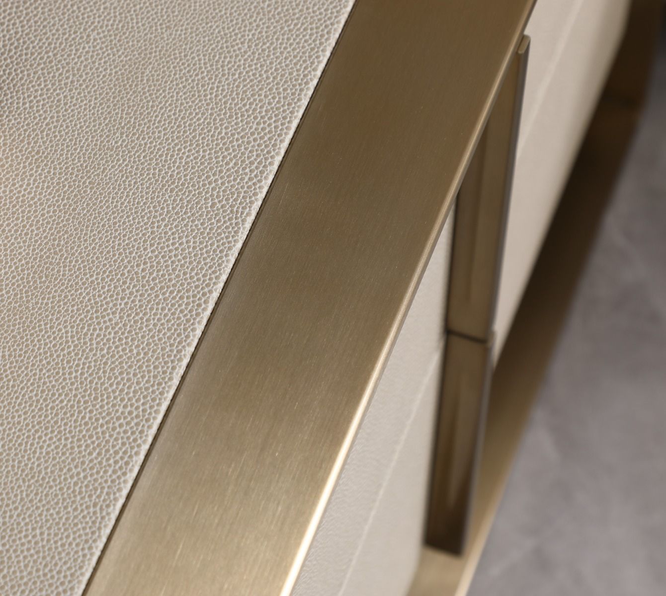 Nova Domus Cartier - Modern Beige Shagreen and Brushed Brass Dresser