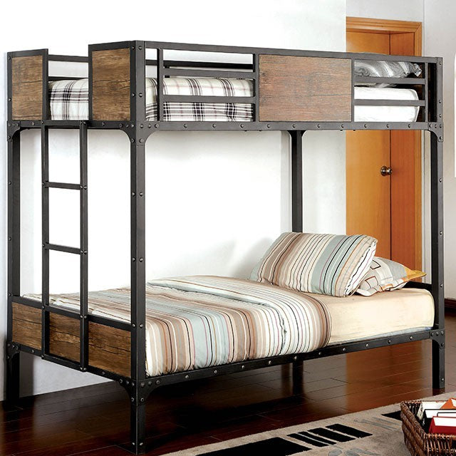 Clapton Black Metal Wood Bunk Bed