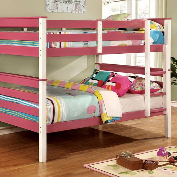 Lorren Pink White Bunk Bed