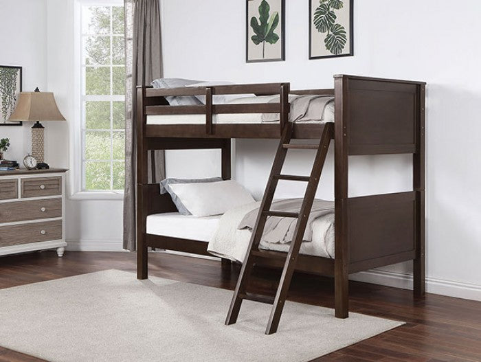 Stamos Walnut Solid Wood Bunk Bed