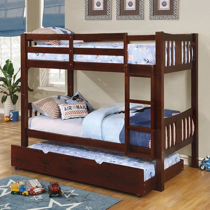 Cameron Dark Walnut White Gray Bunk Bed